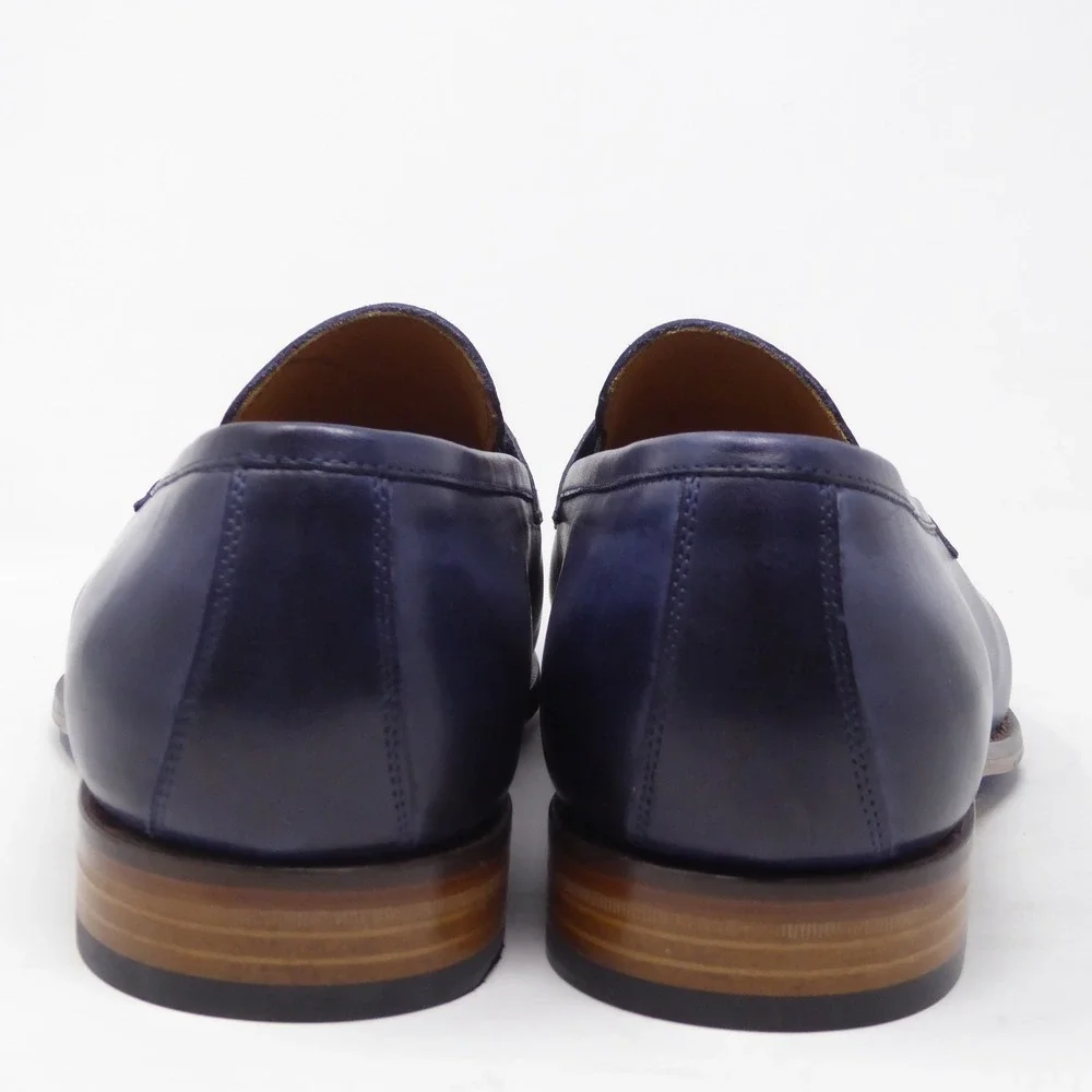 Thomas Bird Mens Hampton Penny Loafers Blue Leather Made in Italy 46 / 13